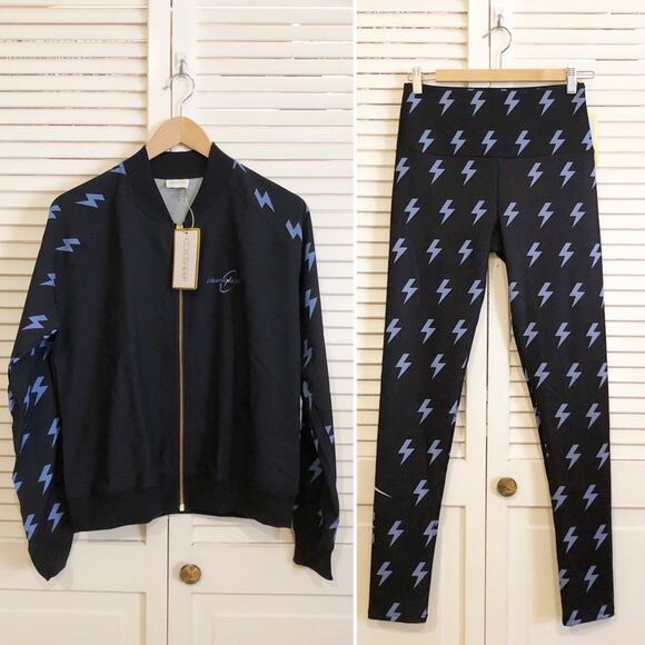 NWT Goldsheep Lightning Fit Bolt Blue Windbreaker Jacket and Legging Set Medium - Picture 1 of 12